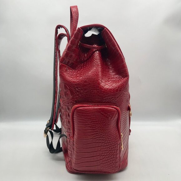 Exculuxe Red Croc Embossed Vegan Leather Windsor Backpack main image 4
